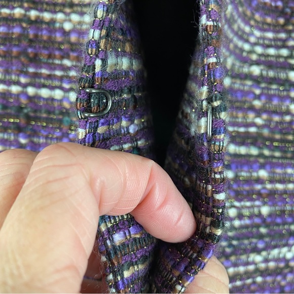 Lane Bryant, Plus Size 16 Tweed Jacket Purple NWOT Lined Beaded Neckline - Picture 4 of 15